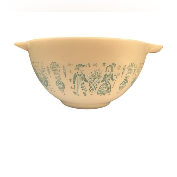 Vintage Pyrex Mixing Bowl | Amish Butterprint | Turquoise on White | #403 2.5 QT - Picture 2 of 10